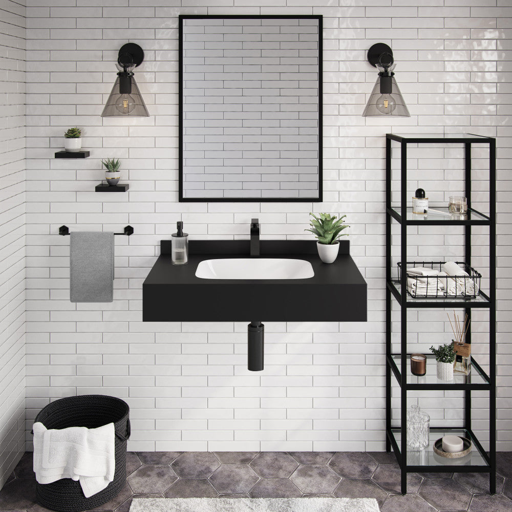 Swiss Madison Avancer 36'' Wall Mount Sink In Black Marquina