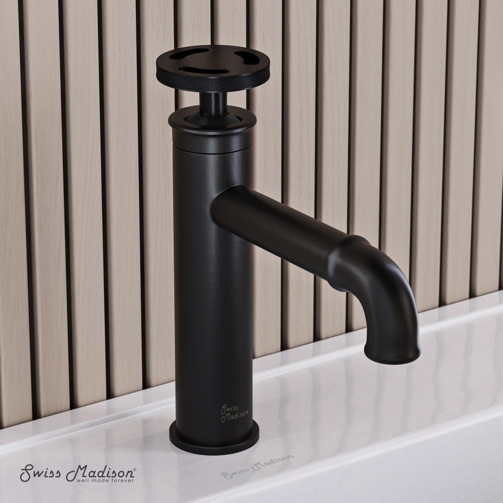 Swiss Madison Avallon Single Hole, Single-Handle Wheel, Bathroom Faucet in Matte Black