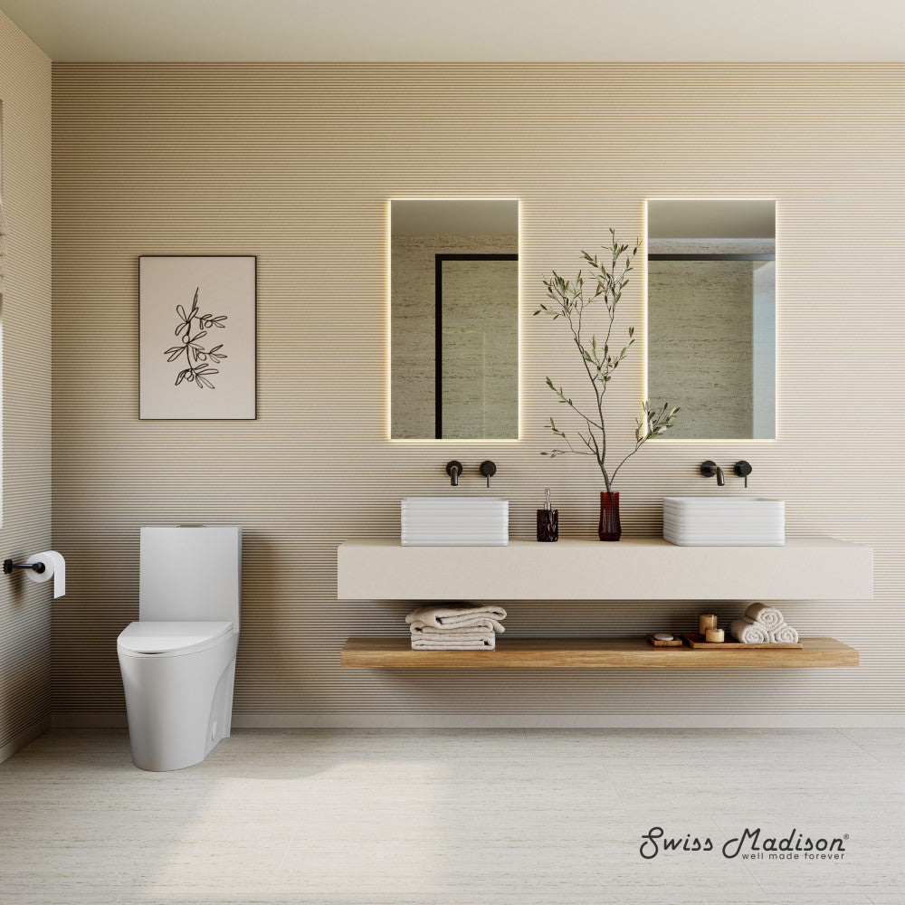 Swiss Madison St. Tropez One-Piece Elongated Toilet Vortex Dual-Flush in Matte White 1.1/1.6 gpf