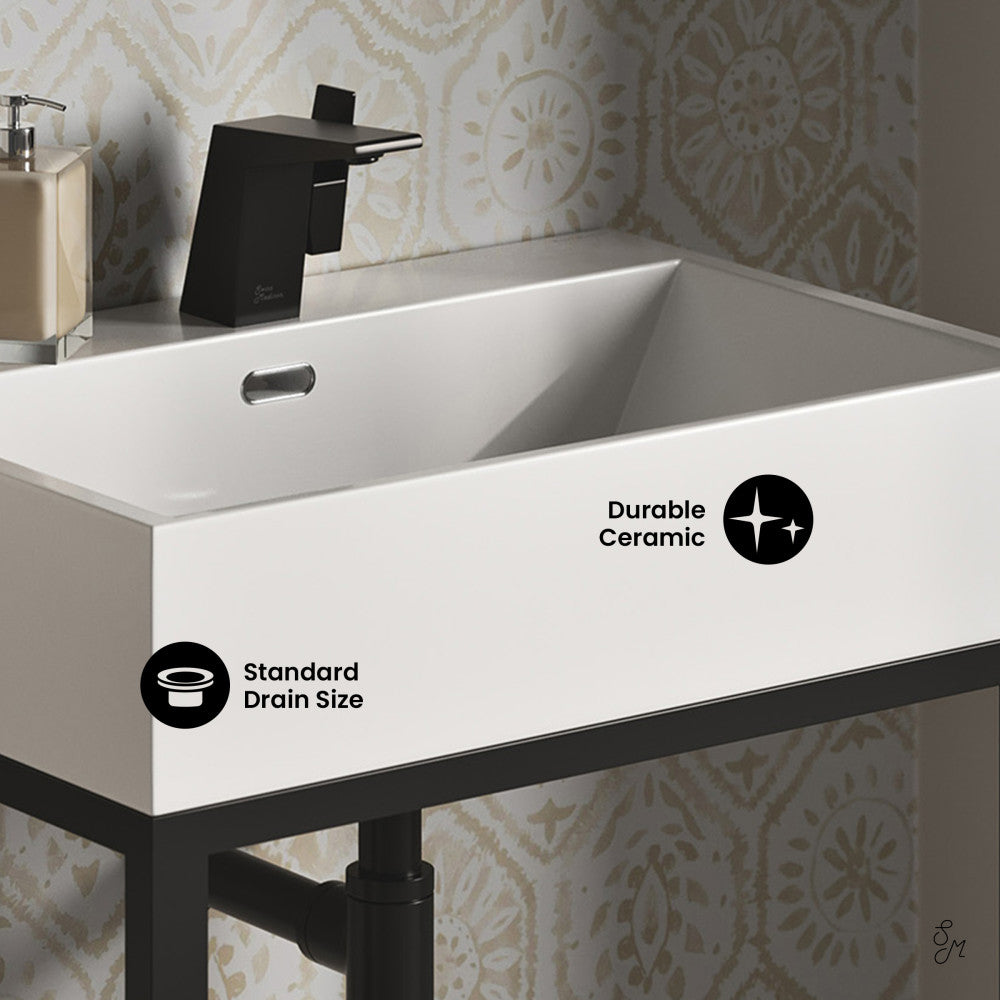 Swiss Madison Concorde 24" Rectangle Console Sink with Matte Black Legs