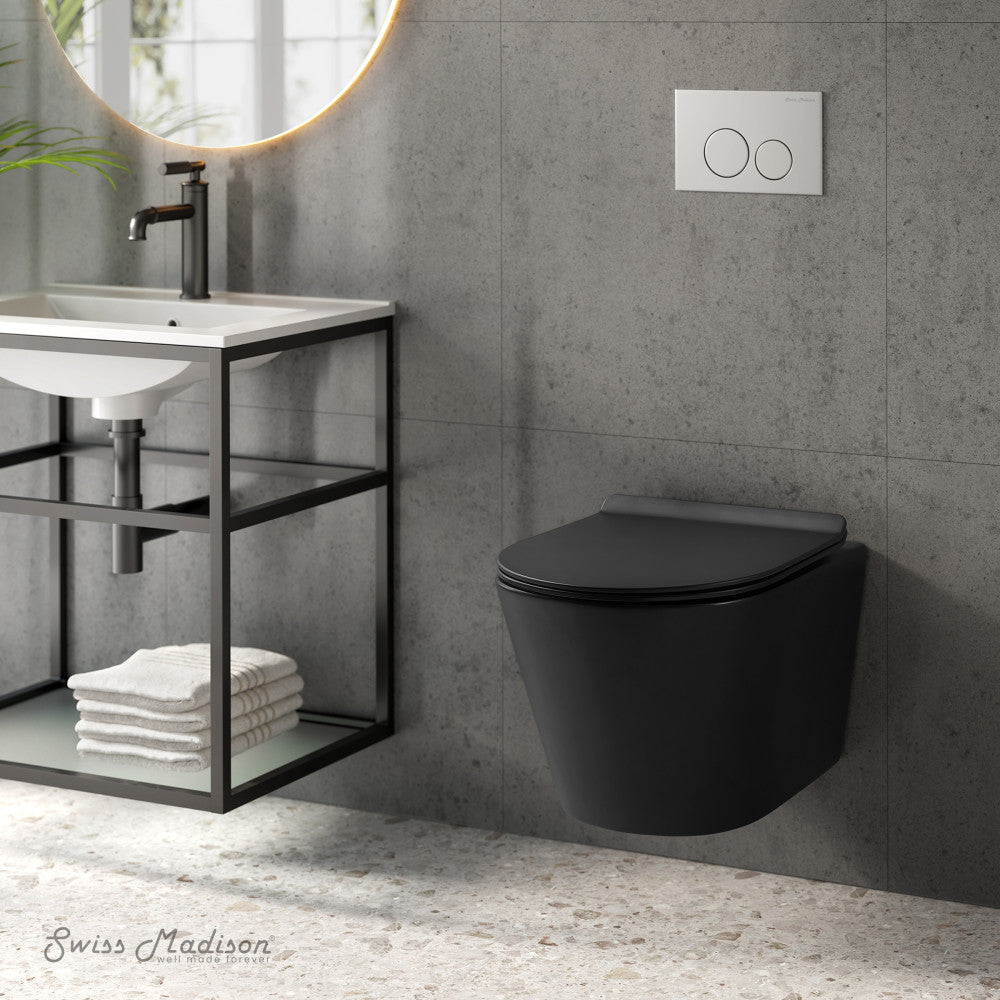 Swiss Madison Calice Wall-Hung Round Toilet Bowl in Matte Black