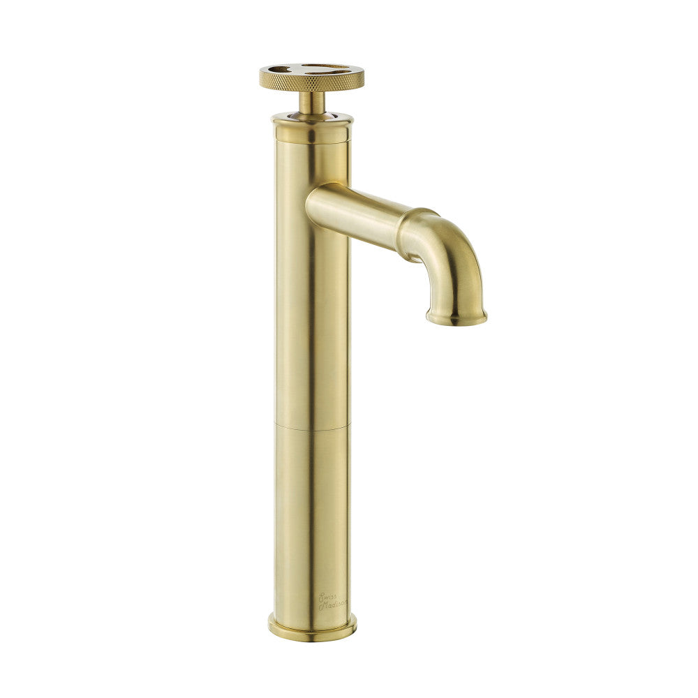 Swiss Madison Avallon Single Hole, Single-Handle Wheel, High Arc Bathroom Faucet in Brushed Gold
