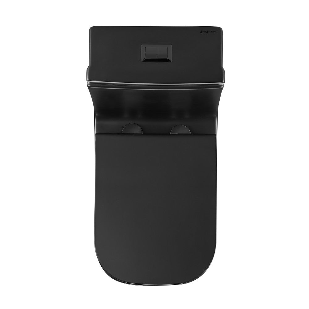 Swiss Madison Concorde One Piece Square Toilet Dual Flush in Matte Black, Black Hardware 1.1/1.6 gpf