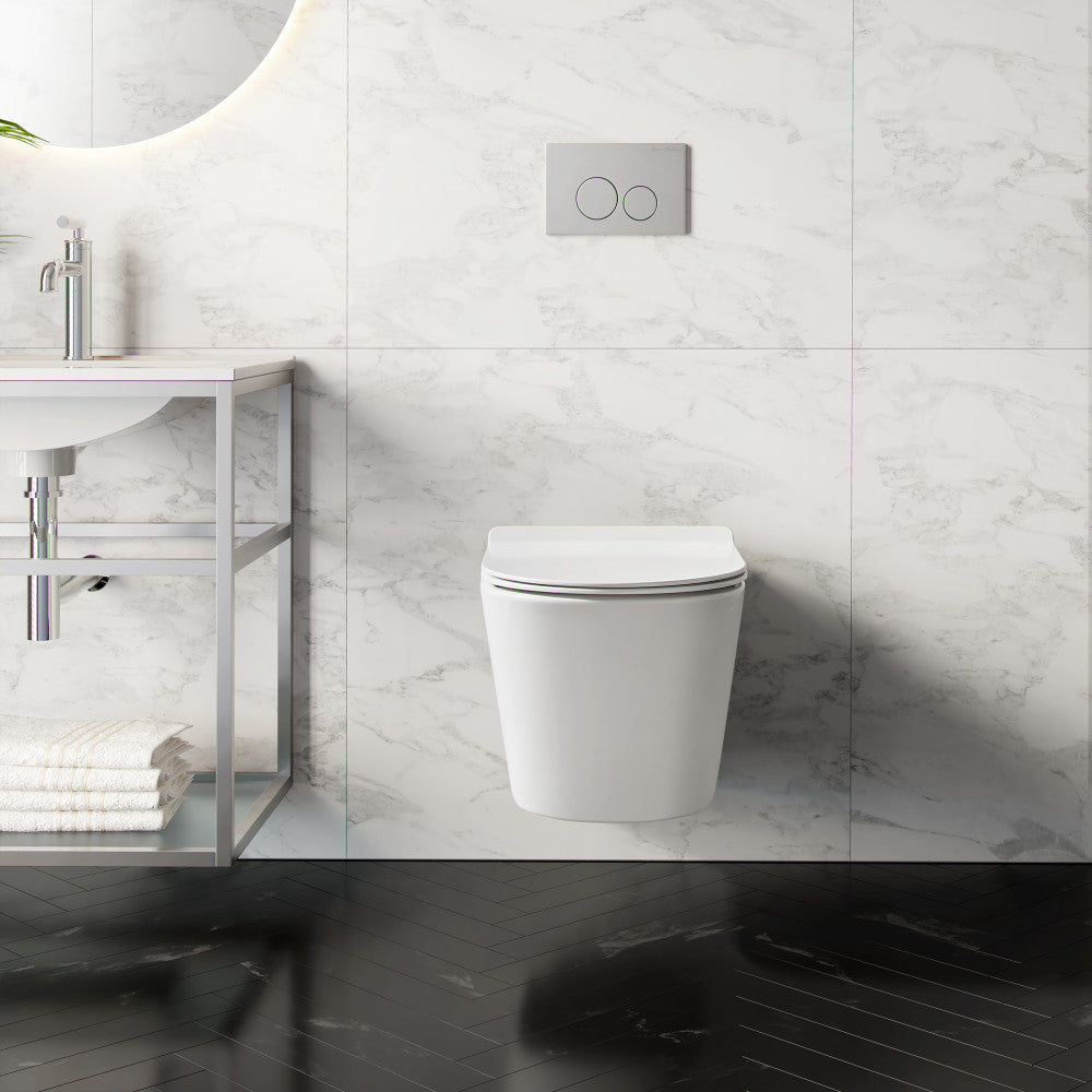 Swiss Madison Swiss Madison Well Made Forever SM-WK465-01C - Calice Wall-Hung Round Toilet Bundle, Glossy White