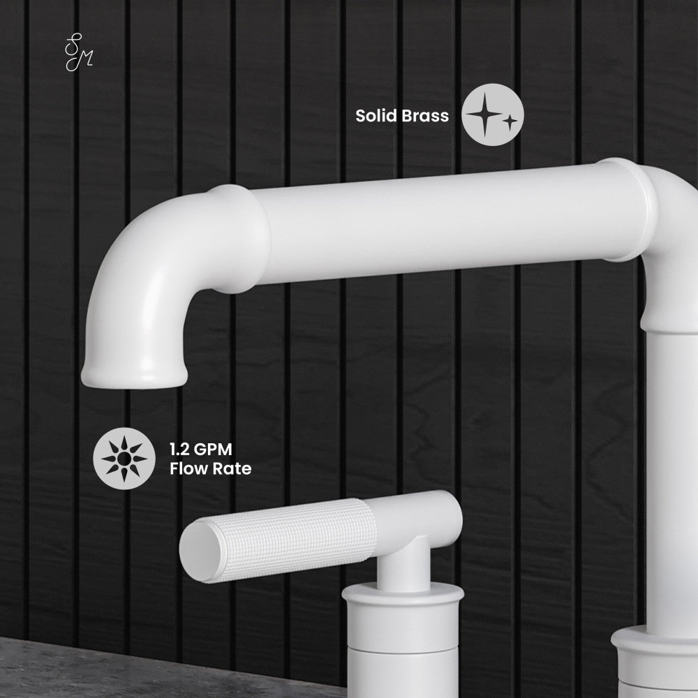 Swiss Madison Avallon 8 in. Widespread, Sleek Handle, Bathroom Faucet in Matte White