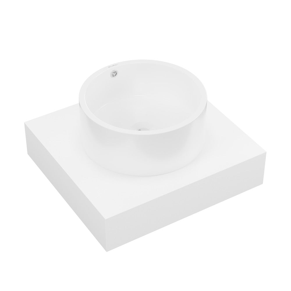 Swiss Madison Monaco 24" Floating Bathroom Shelf with Vessel Sink in Glossy White