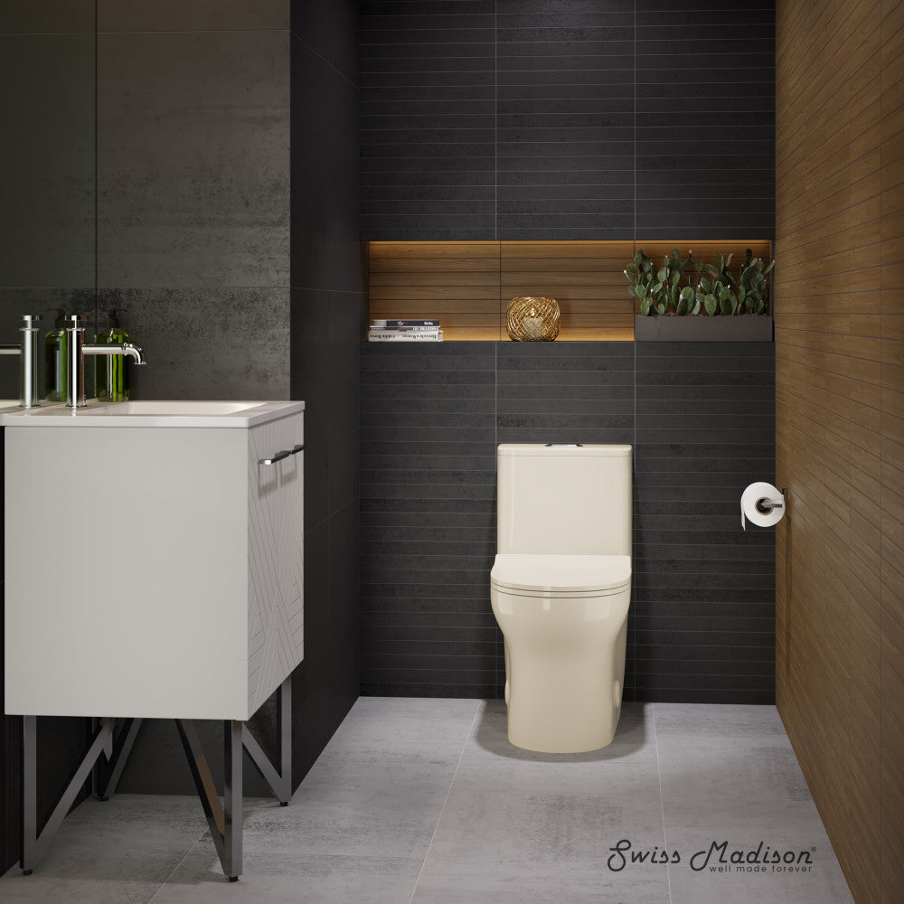 Swiss Madison Burdon One Piece Elongated Toilet Dual Flush 1.1/1.6 gpf in Bisque