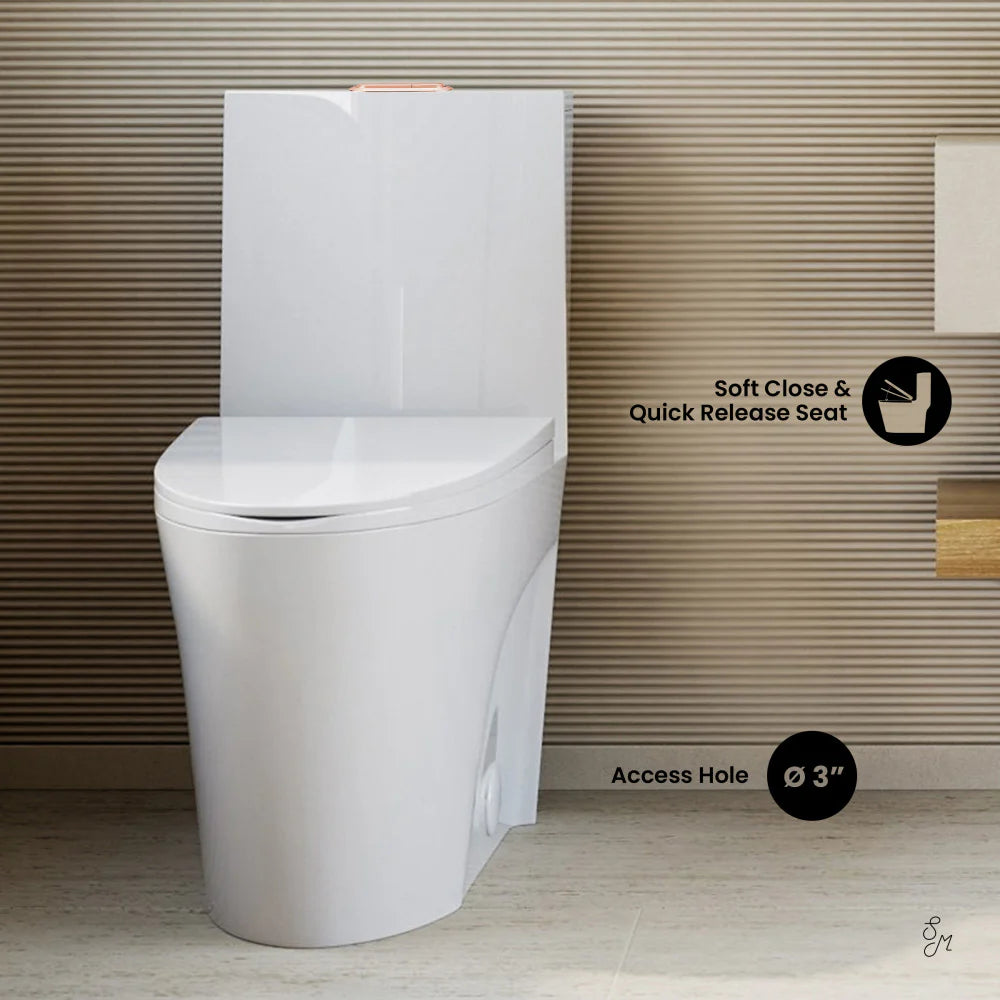 Swiss Madison St. Tropez One Piece Elongated Toilet Dual Vortex™ Flush, Rose Gold Hardware