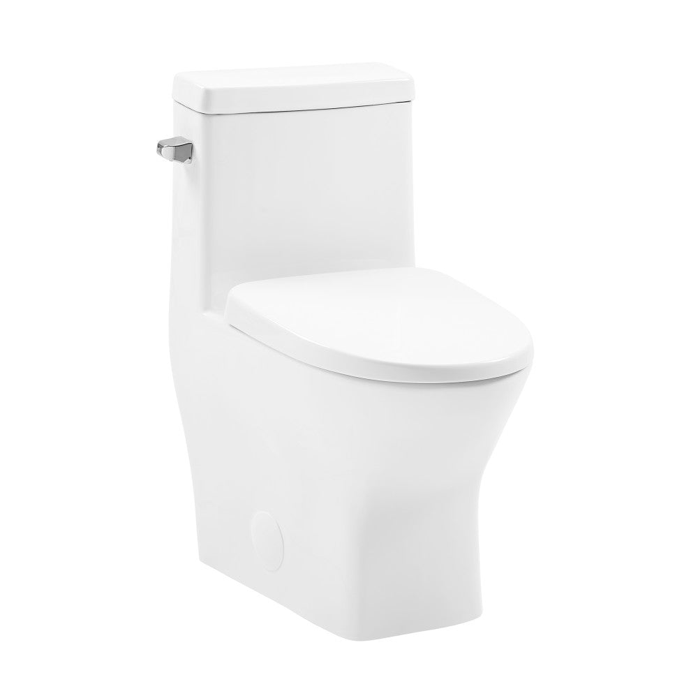 Swiss Madison Sublime II One-Piece 12" Rough-in 1.28 GPF Left Flush Round Compact Toilet in Glossy White