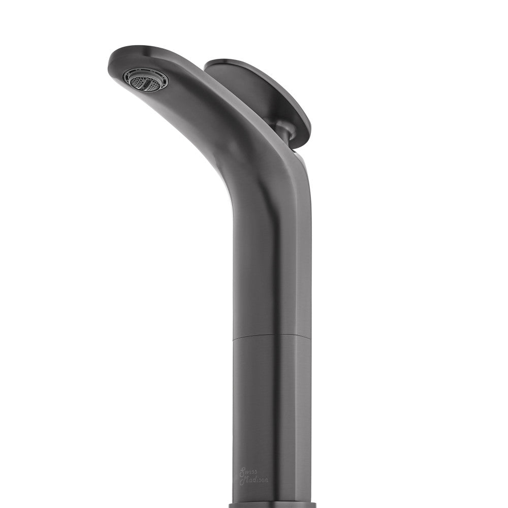 Swiss Madison Sublime Single Hole, Single-Handle, High Arc Bathroom Faucet in Gunmetal Grey