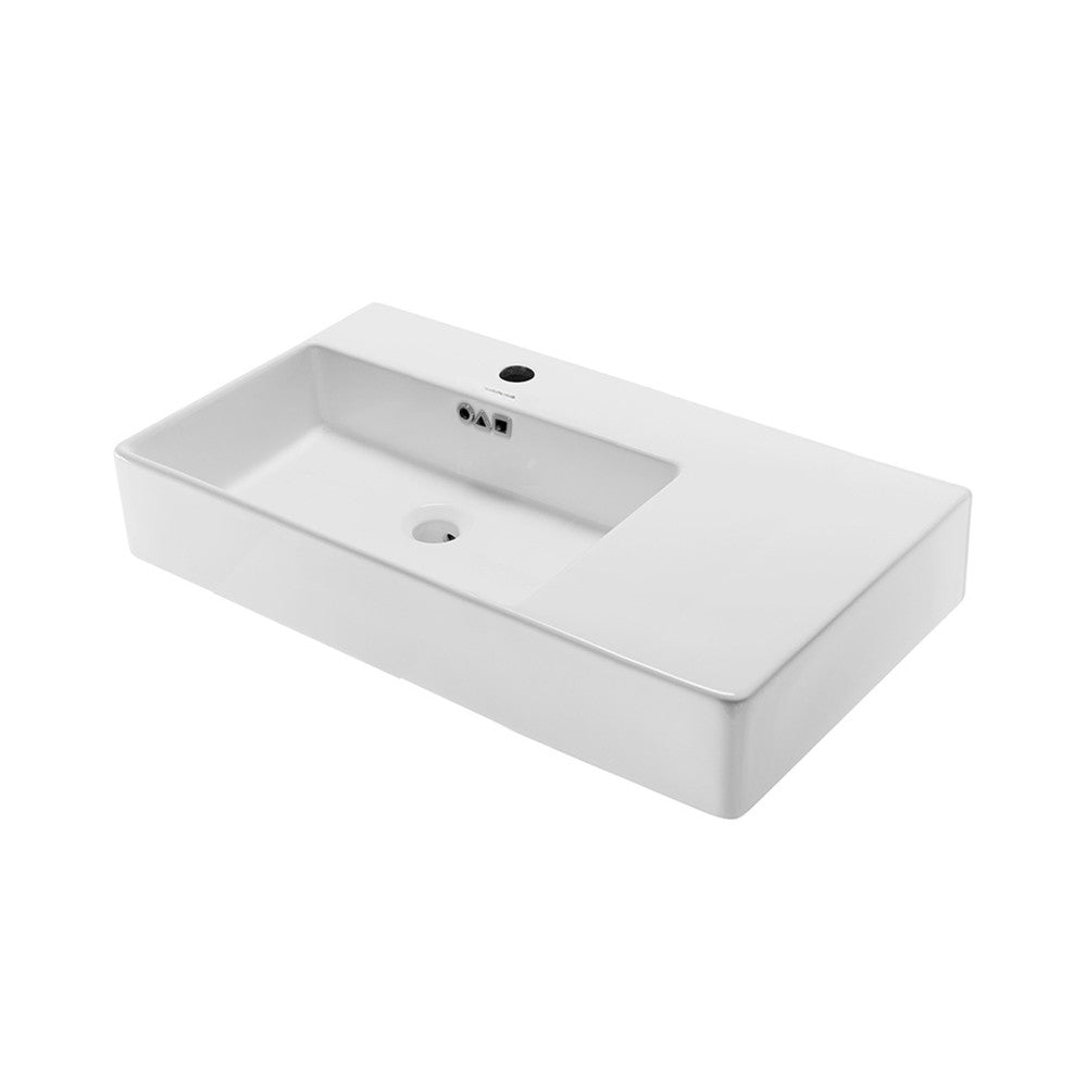 Swiss Madison St. Tropez 36" Rectangle Wall-Mounted Sink with Left Side Faucet Mount