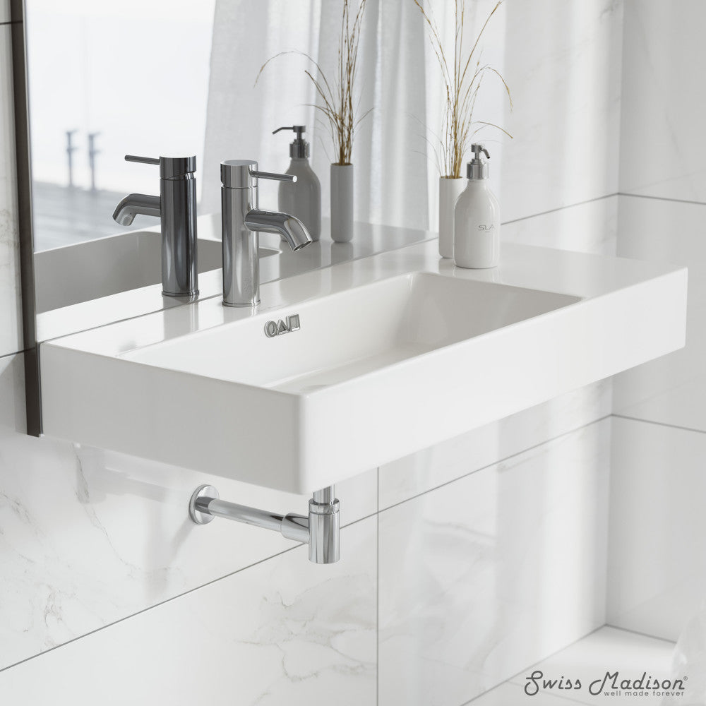 Swiss Madison St. Tropez 36" Rectangle Wall-Mounted Sink with Left Side Faucet Mount