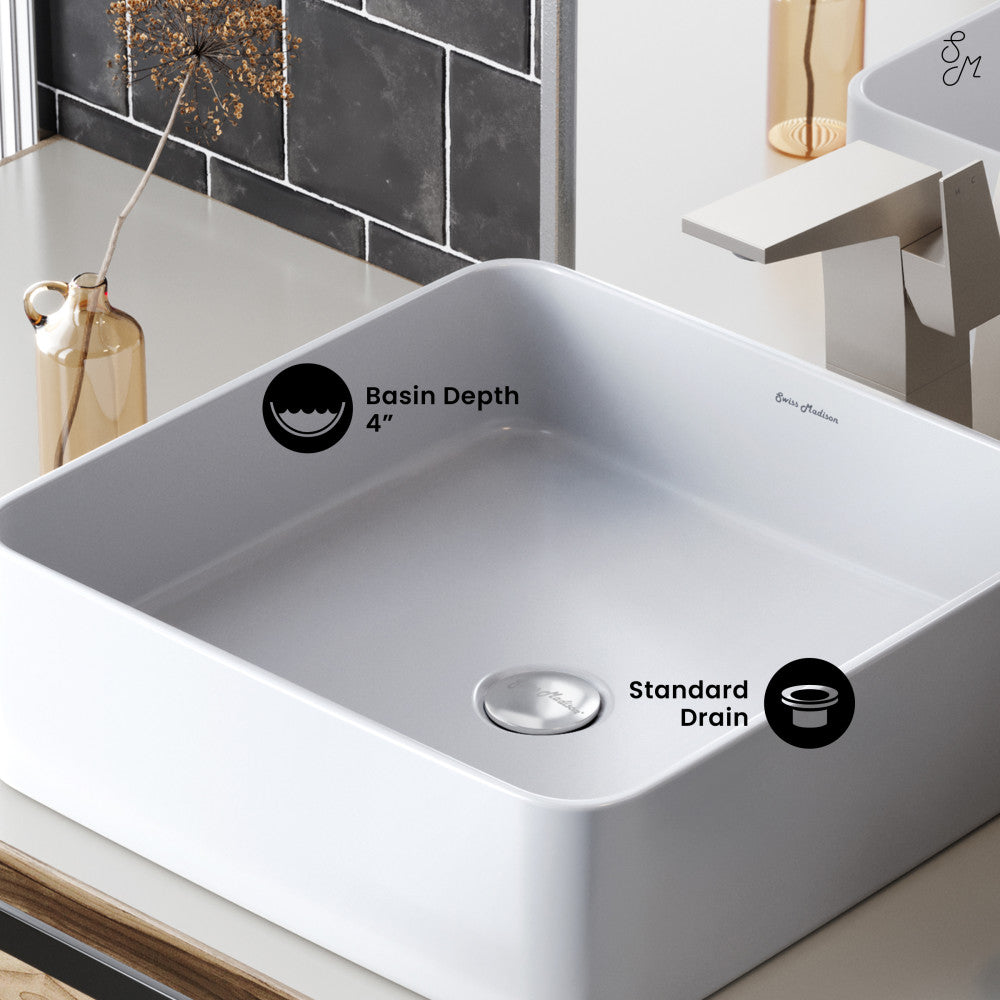 Swiss Madison Concorde Ceramic Square Vessel Sink