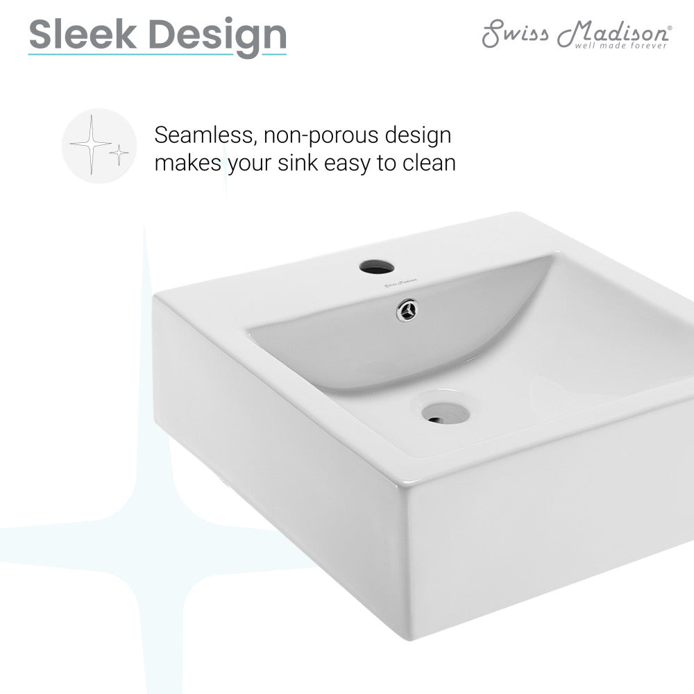 Swiss Madison Voltaire 18 Square Ceramic Wall Mount Sink