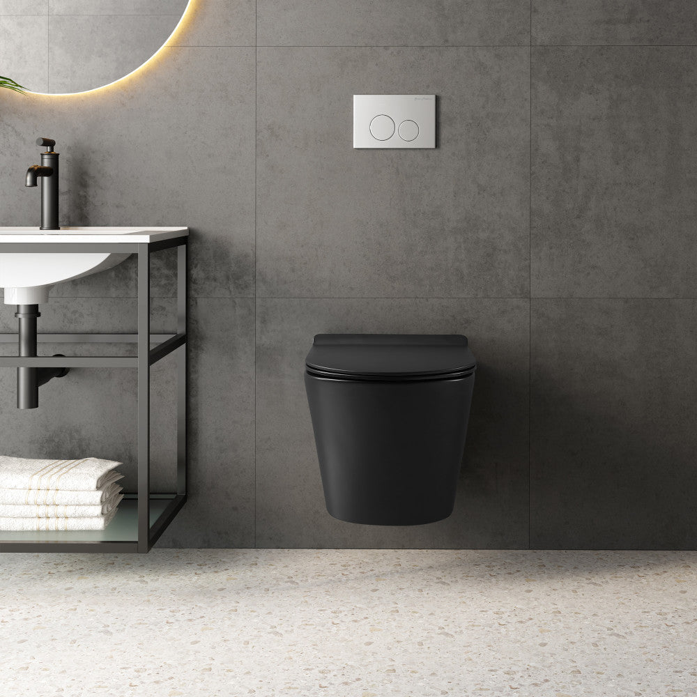 Swiss Madison Calice Wall-Hung Round Toilet Bowl in Matte Black