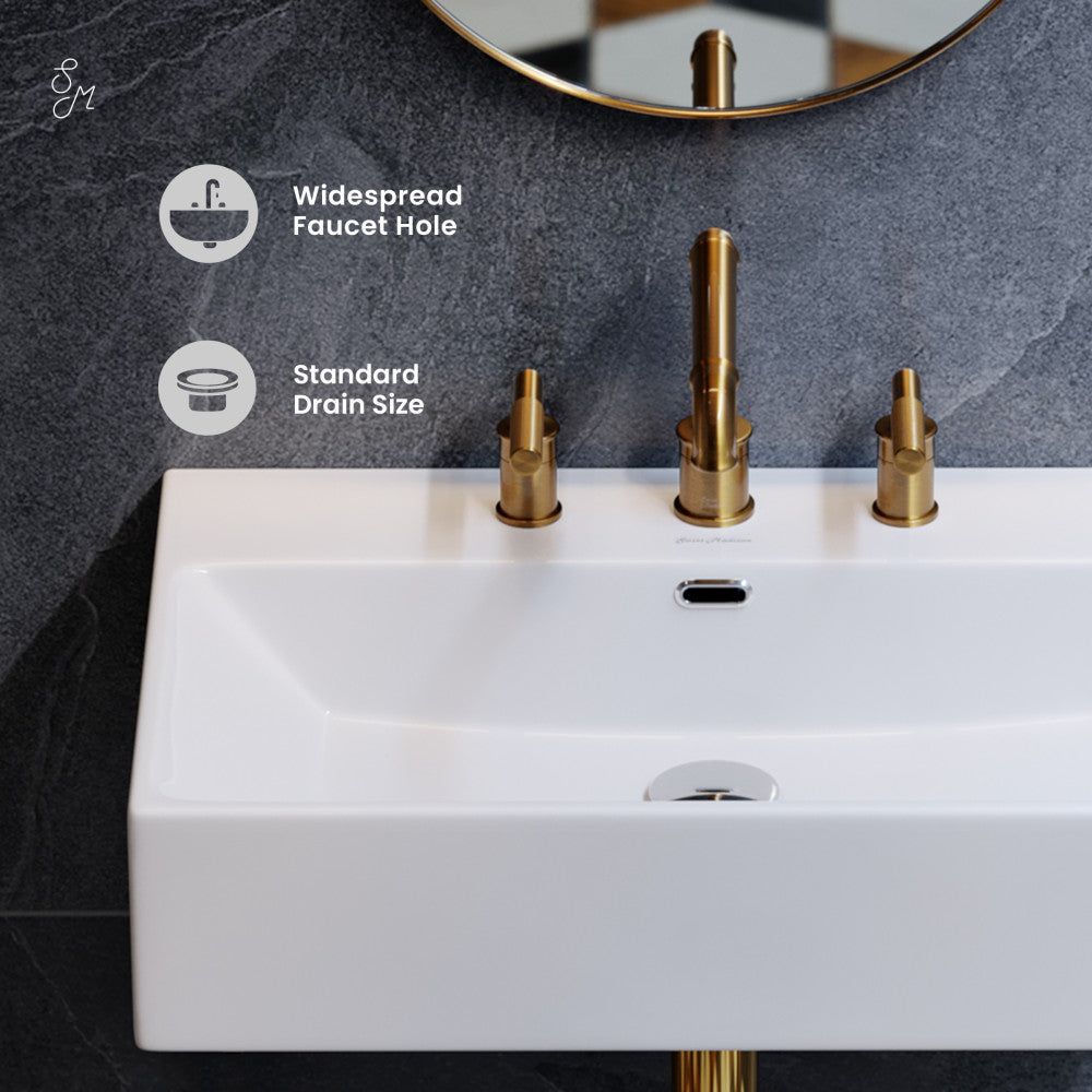 Swiss Madison Claire 24" Rectangle Wall-Mount Bathroom Sink with 8" Widespread Holes