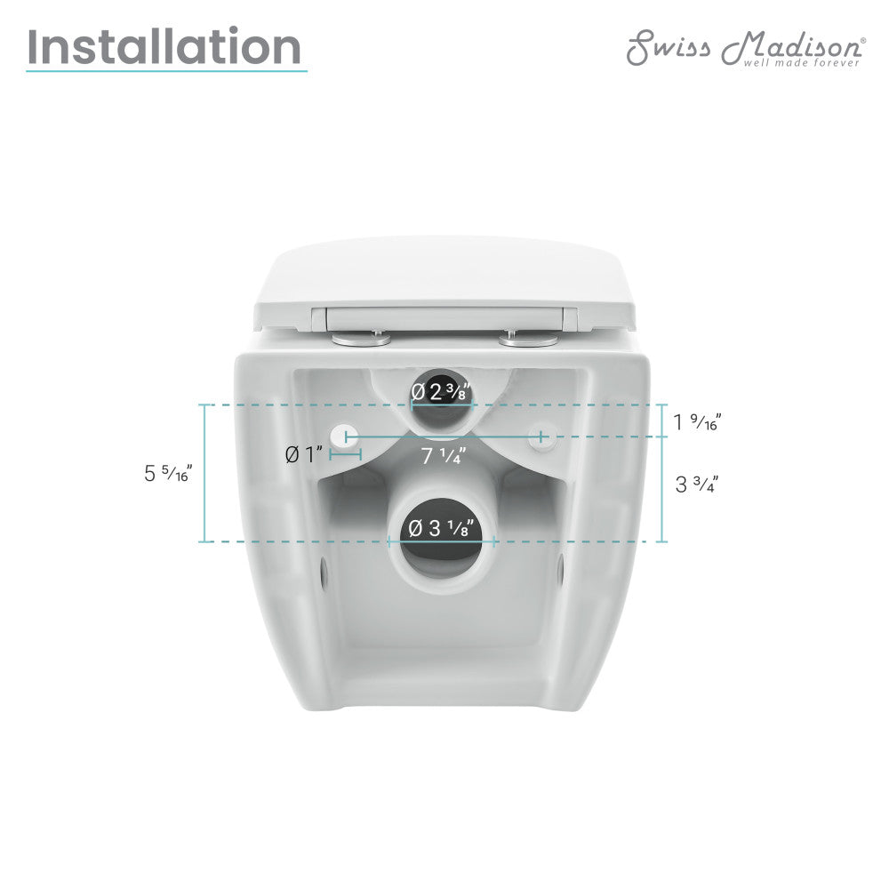Swiss Madison Swiss Madison Well Made Forever SM-WK450-01C - Ivy Wall Hung Elongated Toilet Bundle, Glossy White