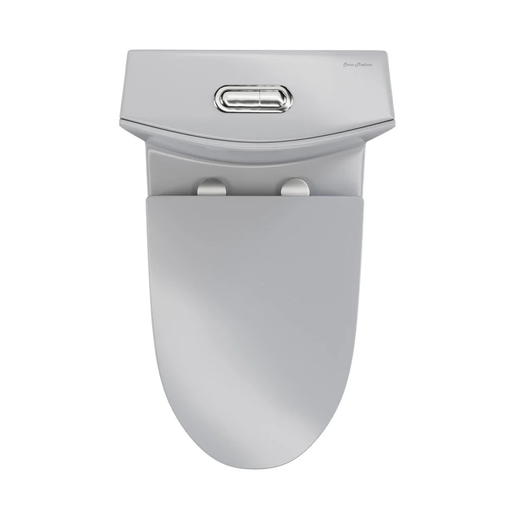 Swiss Madison St. Tropez One-Piece Elongated Toilet Vortex™ Dual-Flush 1.1/1.6 gpf in Glossy Grey