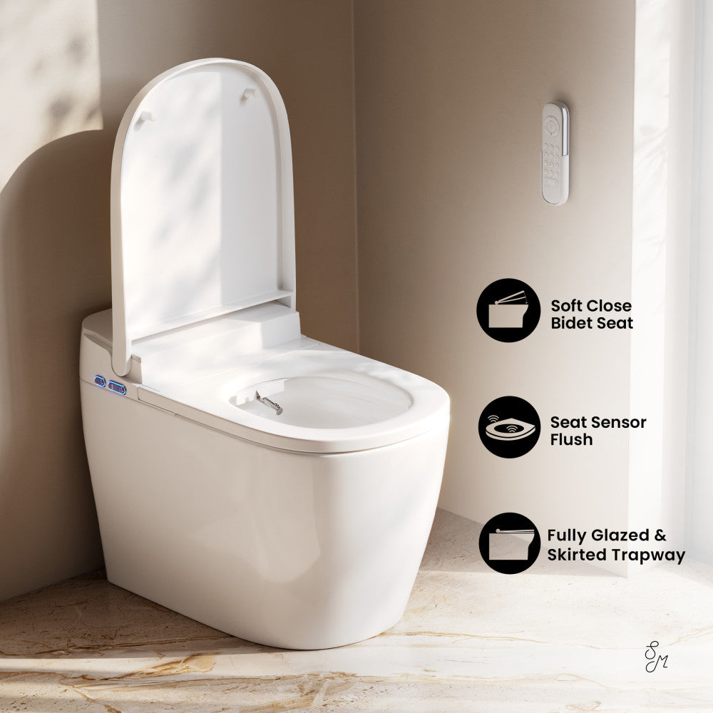 Swiss Madison Avancer One Piece Smart Toilet 1.28 GPF in Glossy White with Heated Bidet, Air Drying, Night Light, Foot Sensor