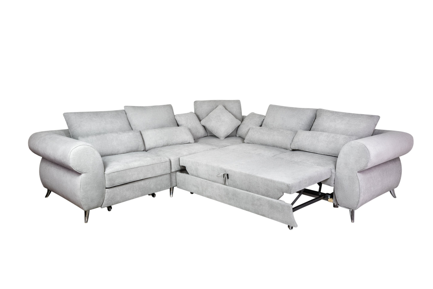 Maxima House Gray Right facing Sleeper Sectional Sofa ROYAL with storage