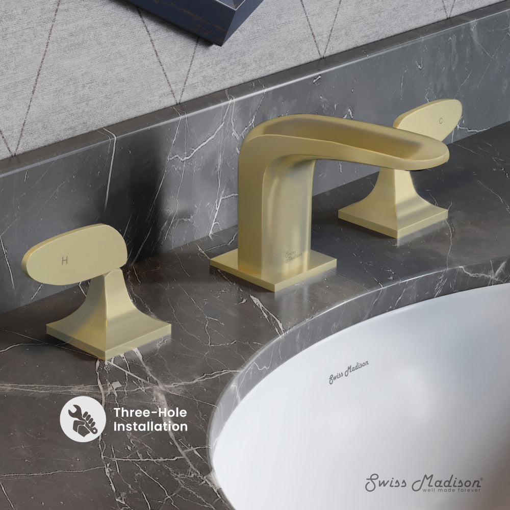 Swiss Madison Chateau 8 in. Widespread, 2-Handle, Bathroom Faucet in Brushed Gold