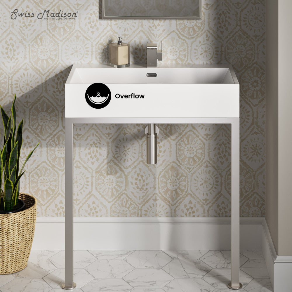 Swiss Madison Concorde 30" Rectangle Console Sink with Matte Silver Legs
