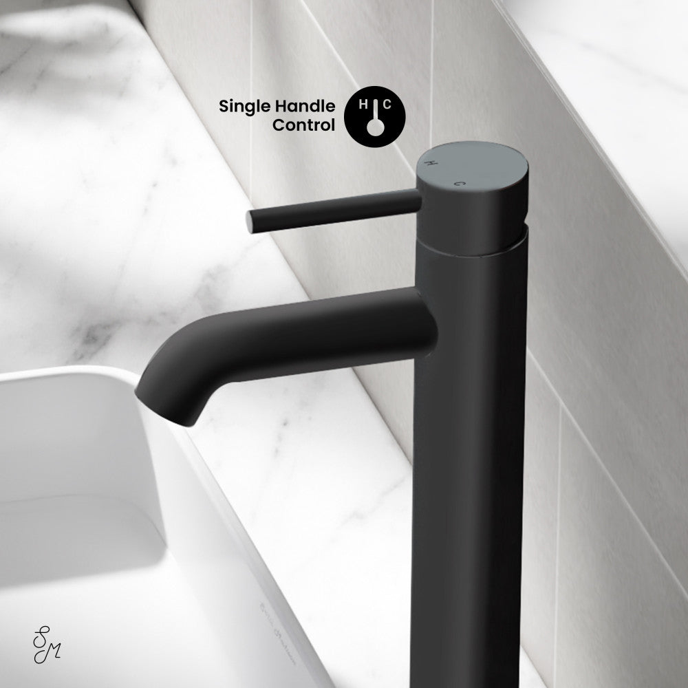 Swiss Madison Ivy Single Hole, Single-Handle, High Arc Bathroom Faucet in Matte Black