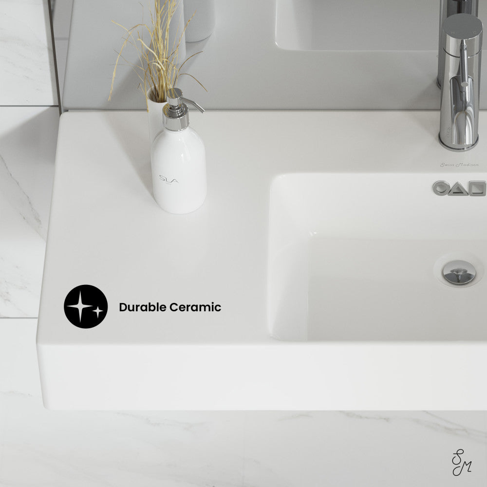 Swiss Madison St. Tropez 30" Rectangle Wall-Mounted Sink with Right Side Faucet Mount