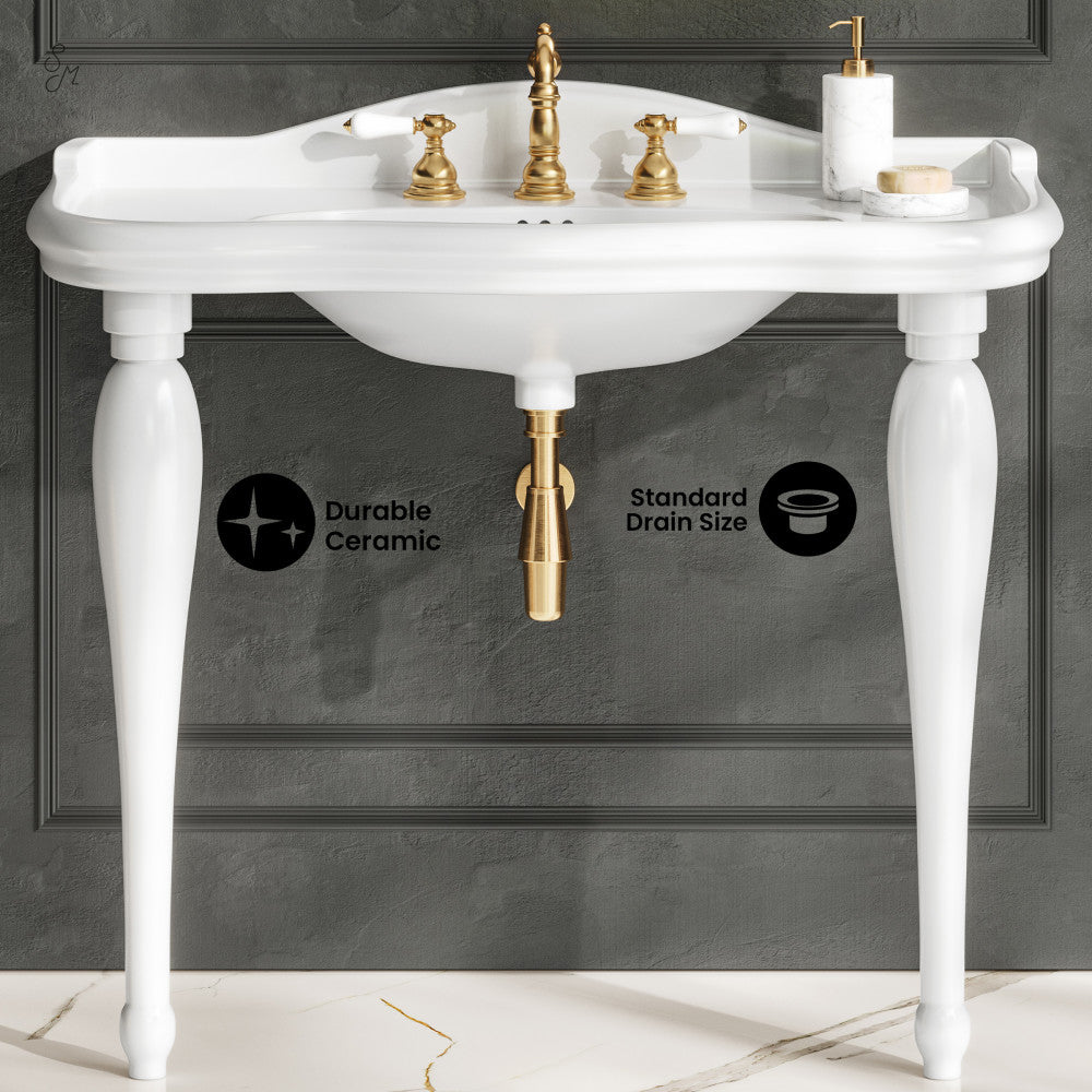Swiss Madison Santorini 40" Rectangle 3-Hole Widespread Console Sink