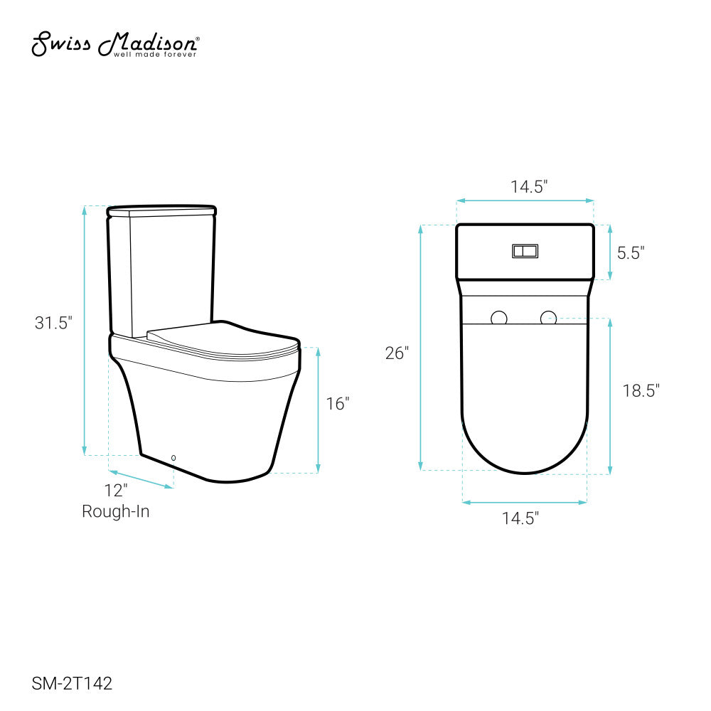 Swiss Madison Lamarck Two-Piece Elongated Toilet Dual-Flush 1.1/1.6 gpf
