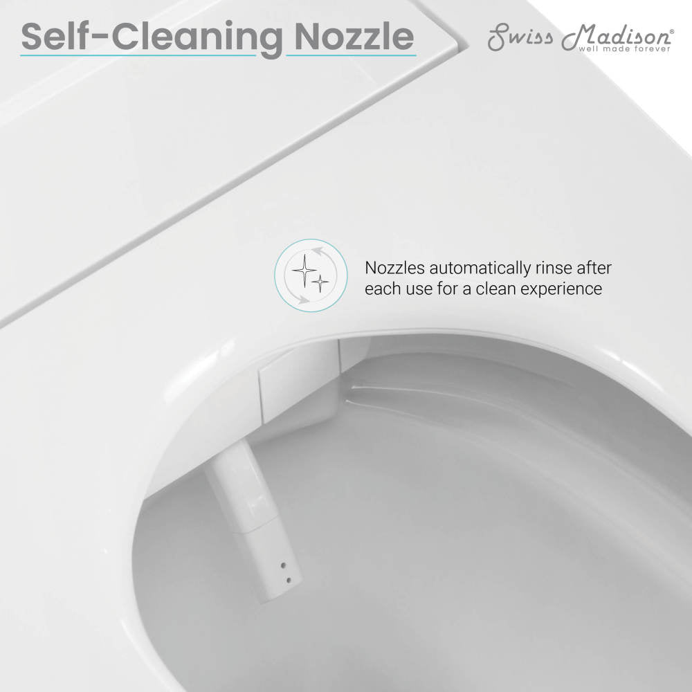 Swiss Madison Virage One-Piece Toilet with Vivante Smart Seat Left Side Flush Handle 1.28 gpf
