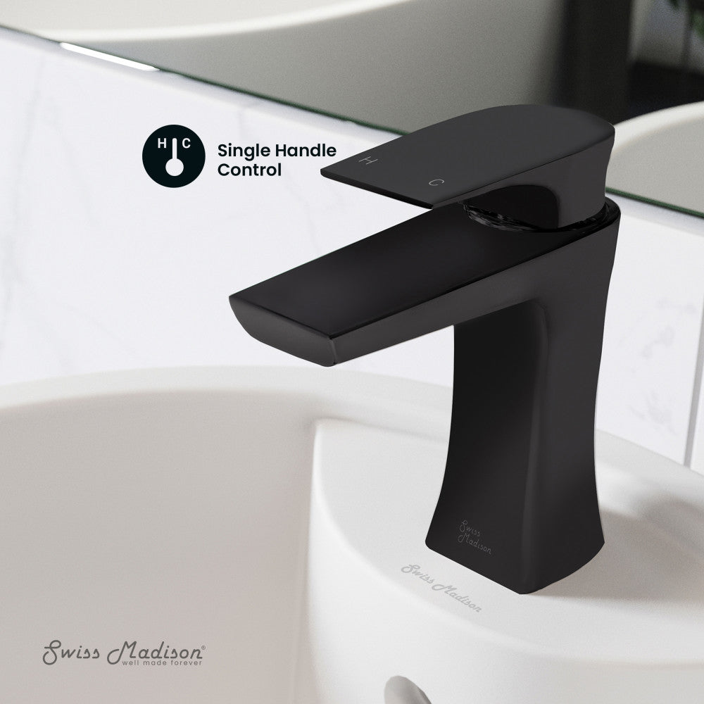 Swiss Madison Monaco Single Hole, Single-Handle, Bathroom Faucet in Matte Black