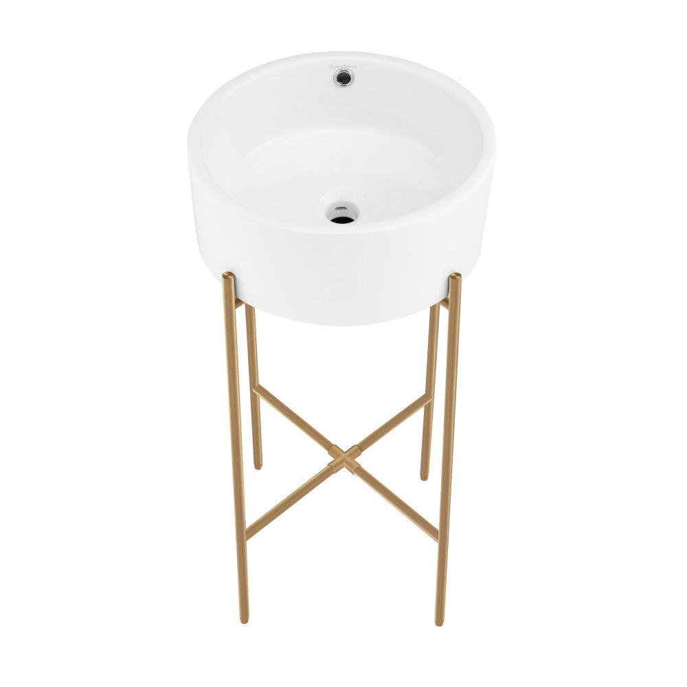 Swiss Madison Monaco 16.5" Round Console Sink, White Basin Brushed Gold Legs