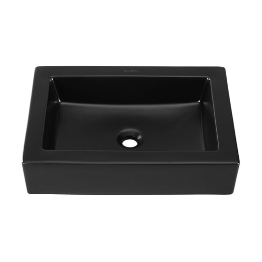 Swiss Madison Voltaire Ceramic Rectangle Vessel Sink, Matte Black