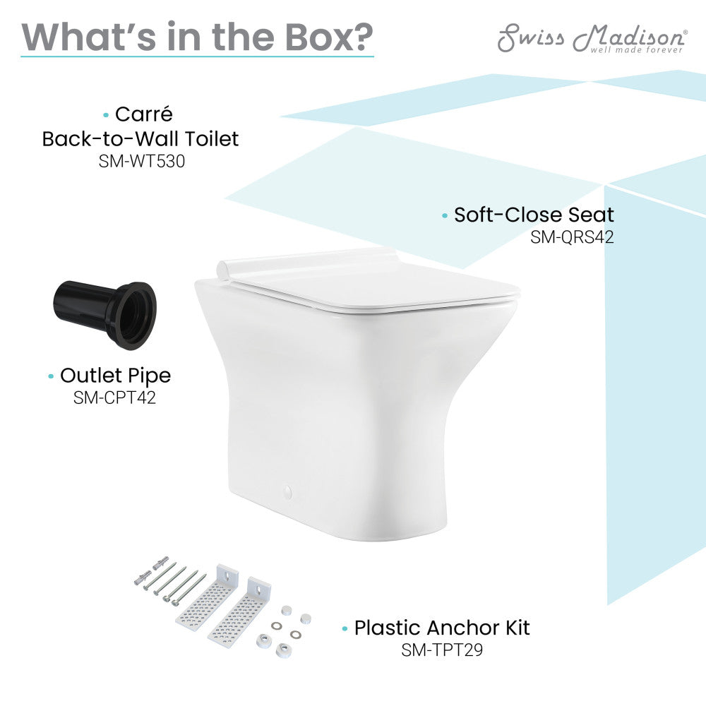 Swiss Madison Carre Back-To-Wall Square Toilet Bowl