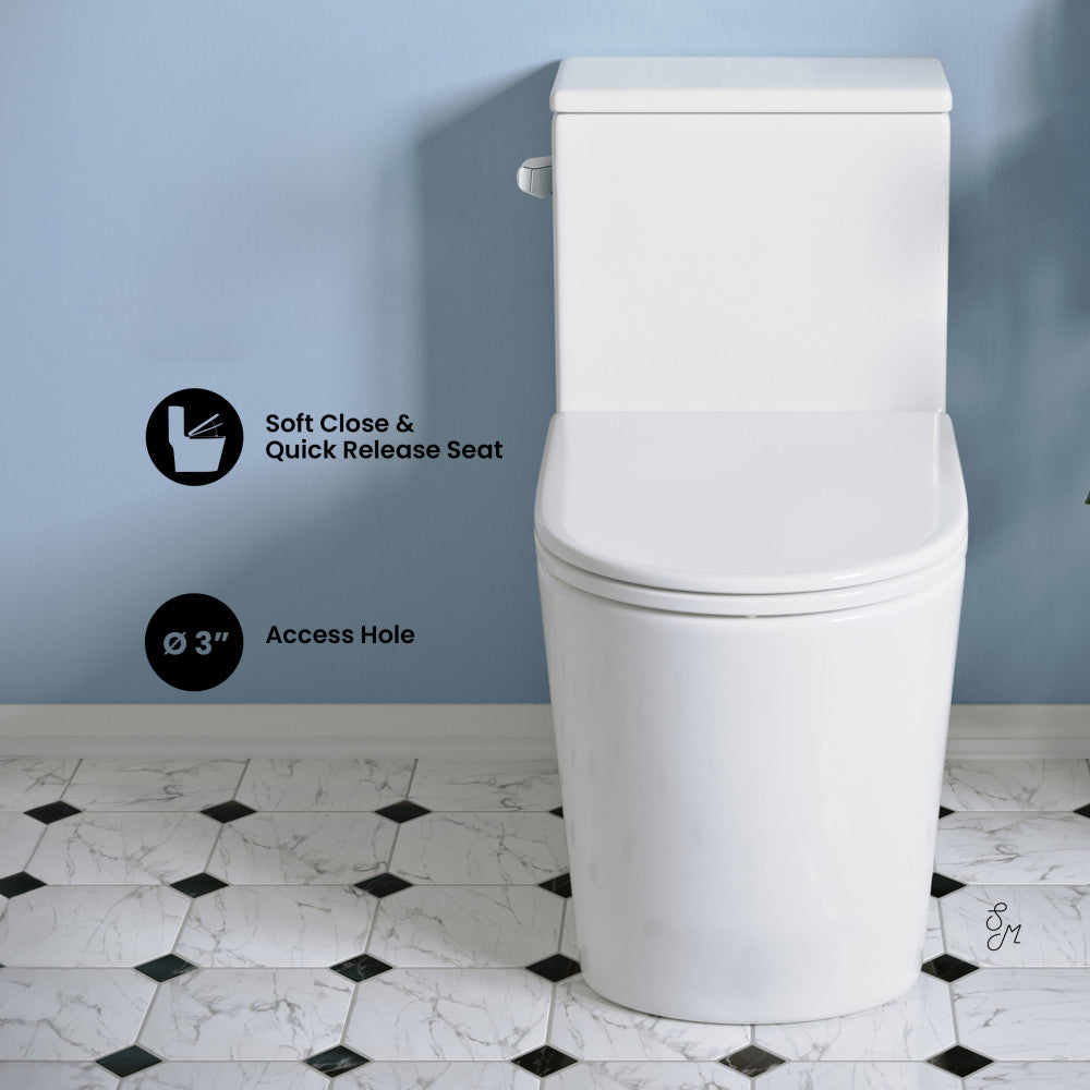Swiss Madison Liberte One-Piece 12" Rough-in 1.28 GPF Left-Hand Flush Elongated ADA Toilet in Glossy White