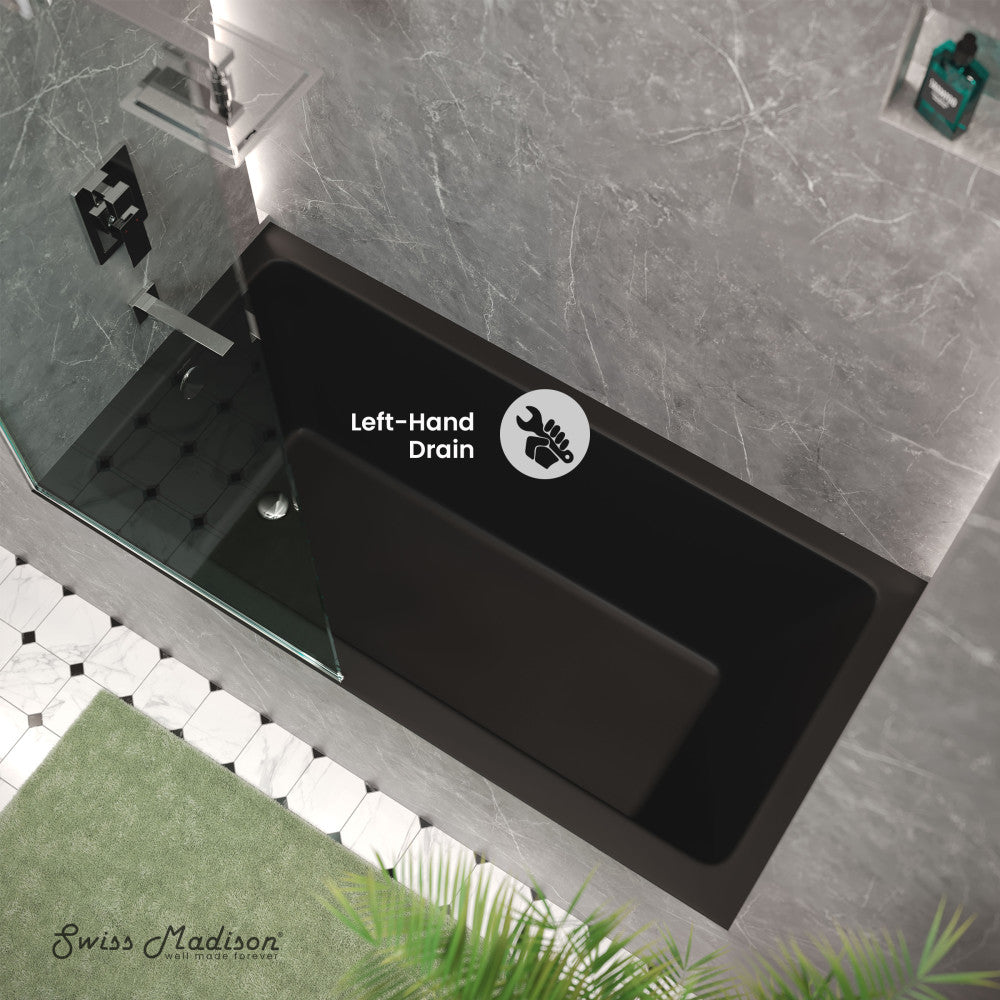 Swiss Madison Voltaire 60" x 30" Left-Hand Drain Alcove Bathtub in Matte Black