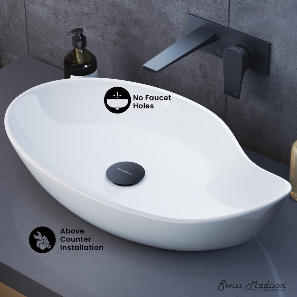 Swiss Madison Daxton Glossy White Ceramic Specialty Vessel Sink 25.5 in
