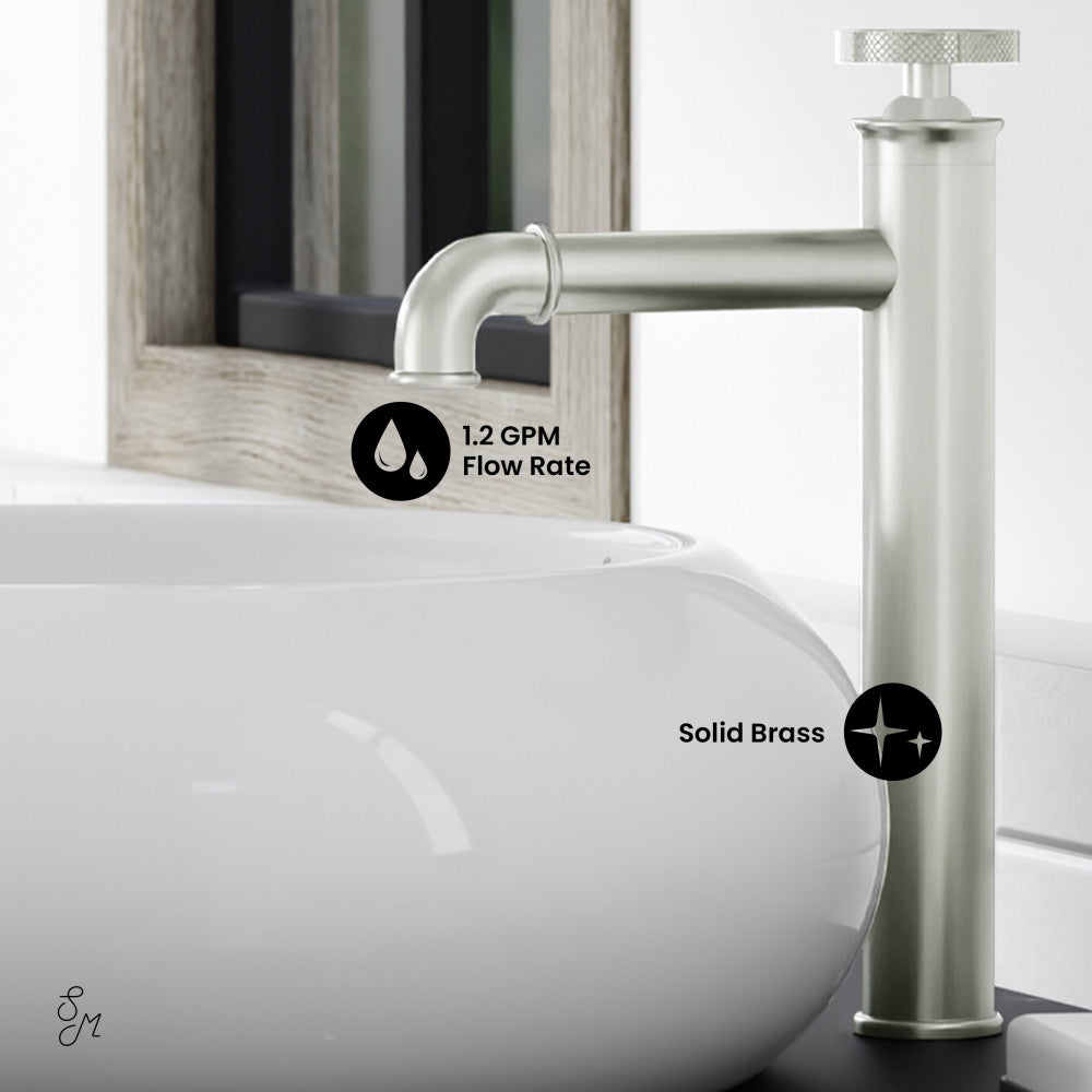 Swiss Madison Avallon Single Hole, Single-Handle Wheel, High Arc Bathroom Faucet in Brushed Nickel