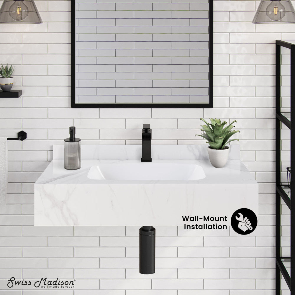 Swiss Madison Avancer 36'' Wall Mount Sink In White Marble