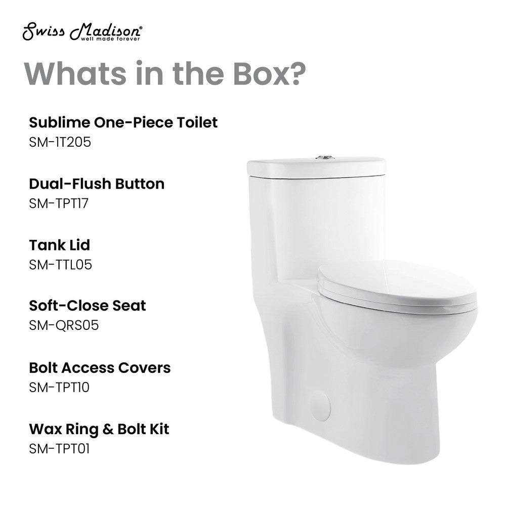 Swiss Madison Sublime One-Piece Elongated Toilet Dual-Flush 1.1/1.6 gpf