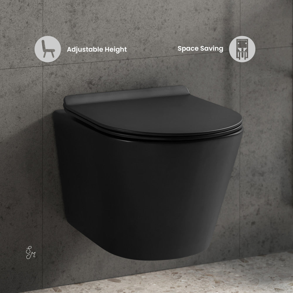 Swiss Madison Calice Wall-Hung Round Toilet Bowl in Matte Black
