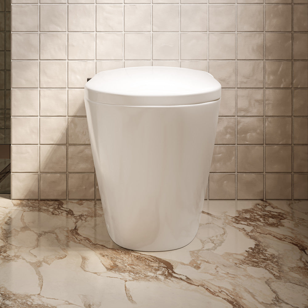 Swiss Madison Hugo H Power Flush Tankless Toilet 12" Rough-in 1.1 GPF Non-Electric ADA Toilet with Integrated Tank and Manual Bidet in Glossy White