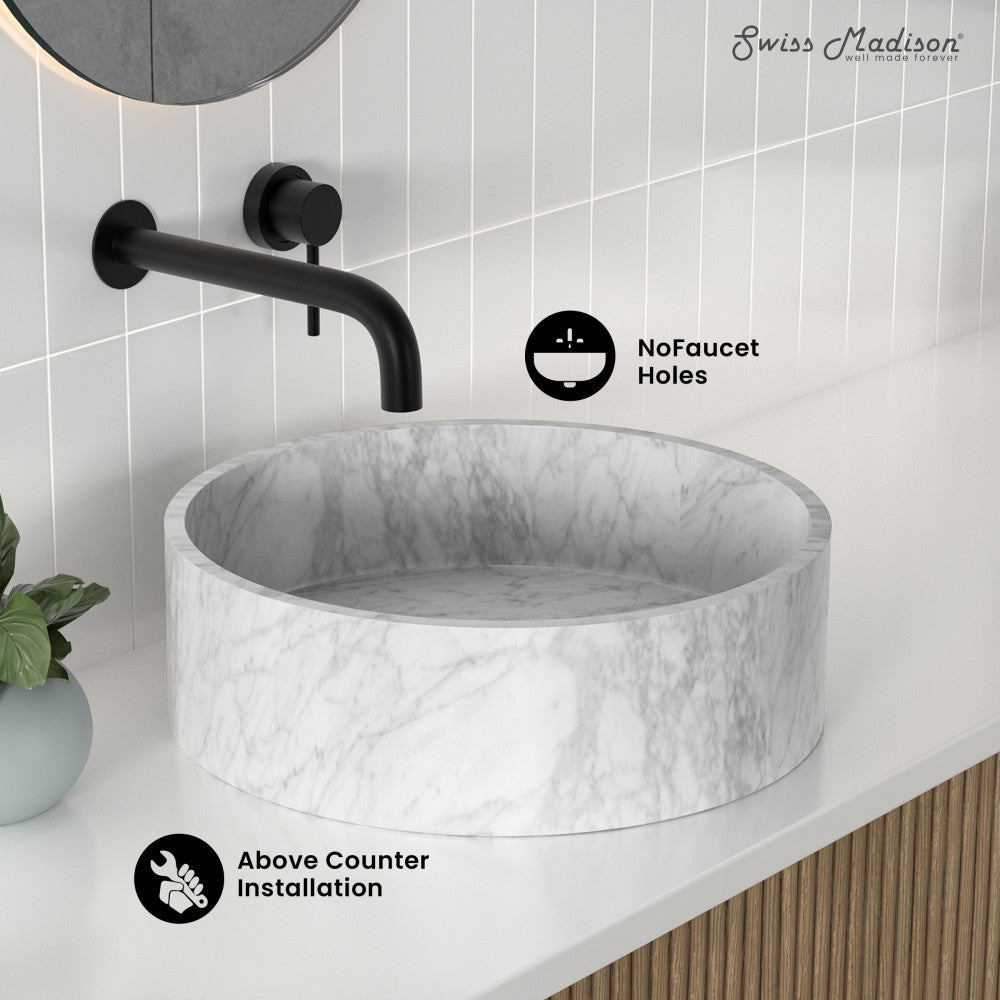Swiss Madison Monaco 17" Round Vessel Bathroom Sink in Marbled Grey