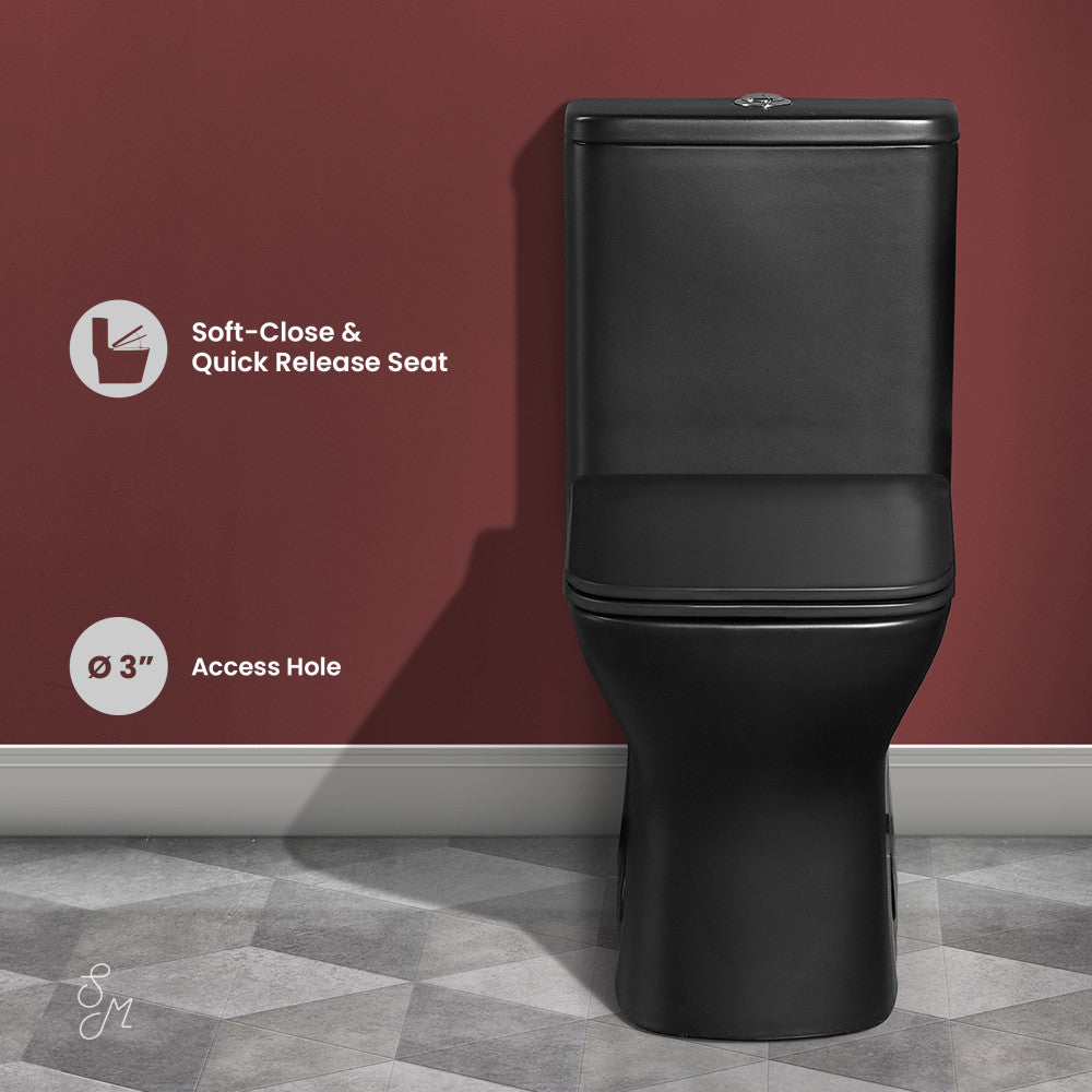 Swiss Madison Carre One-Piece Square Toilet Dual-Flush in Matte Black 1.1/1.6 gpf