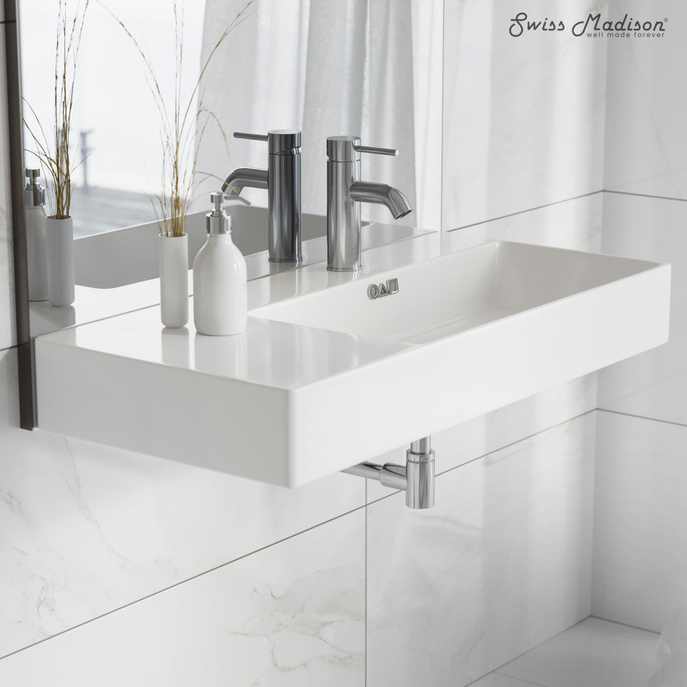Swiss Madison St. Tropez 36" Rectangle Wall-Mounted Sink with Right Side Faucet Mount