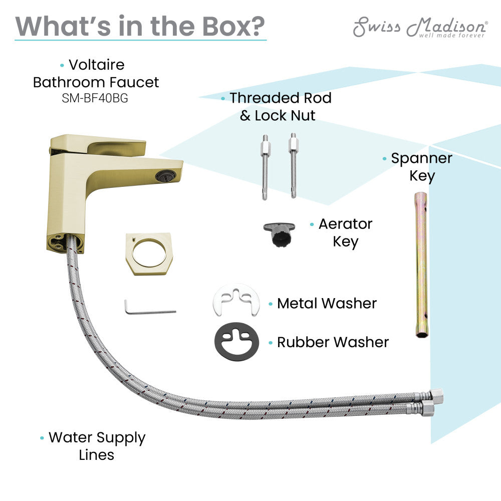 Swiss Madison Voltaire Single Hole, Single-Handle, Bathroom Faucet in Brushed Gold