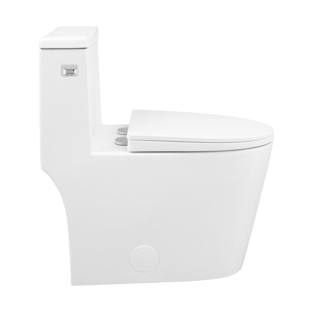 Swiss Madison Dreux One-Piece 12" Rough-in 1.28 GPF Left Flush Elongated Toilet in Glossy White