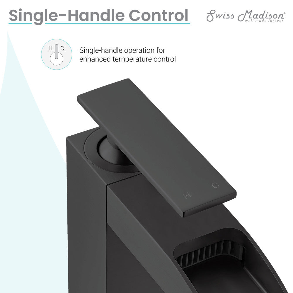 Swiss Madison Concorde Single Hole, Single-Handle, Waterfall Bathroom Faucet in Matte Black