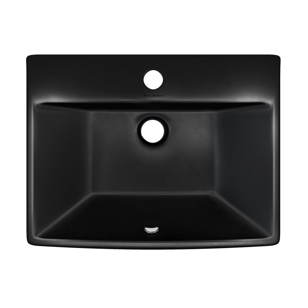 Swiss Madison Sublime 18" Ceramic Wall Hung Sink in Matte Black